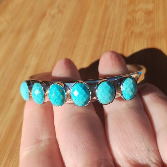 Jay King DTR mine finds faceted Turquoise cuff bracelet 925 Sterling Silver NIB - Picture 9 of 9